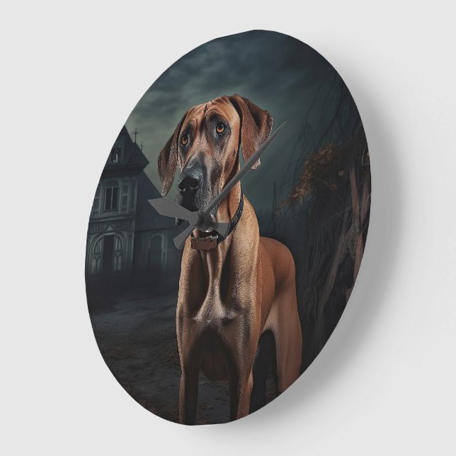 Rhodesian Ridgeback Halloween Skräckinjagande Stor Klocka (Vinkel)