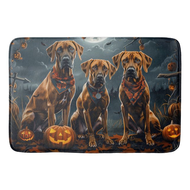 Rhodesian Ridgeback Halloween Spooky Badrumsmatta (Framsidan)
