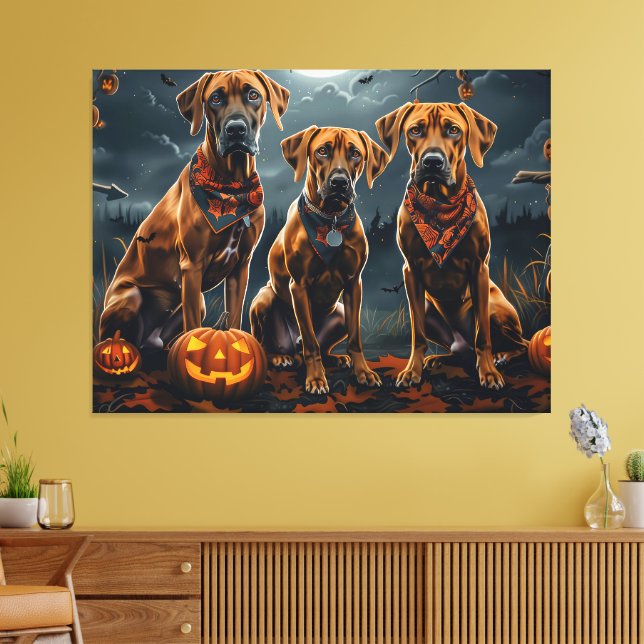 Rhodesian Ridgeback Halloween Spooky Canvastryck (Insitu (Vardagsrum))