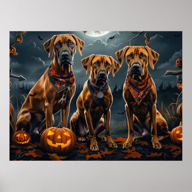 Rhodesian Ridgeback Halloween Spooky Poster (Framsidan)