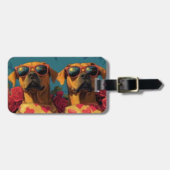 Rhodesian Ridgeback Hjärtros Alla hjärtans dag Bagagebricka (Horisontell Framsida)