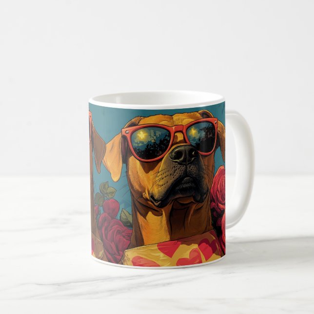 Rhodesian Ridgeback Hjärtros Alla hjärtans dag Kaffemugg (Framsida höger)