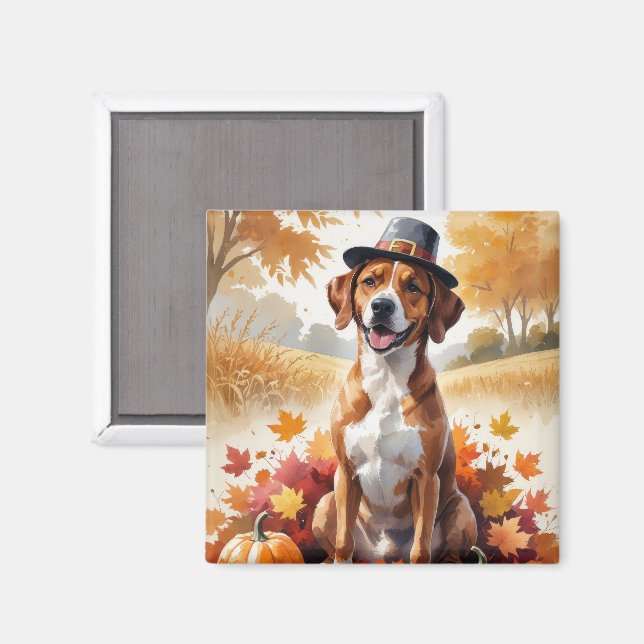 Rhodesian Ridgeback Höstlöv Tacksaytningskonst Magnet (Front/Back)