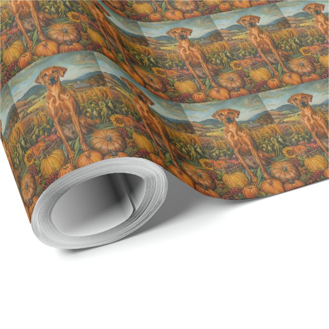 Rhodesian Ridgeback Höstskörd Tacksägelse Presentpapper (Rulle Hörn)