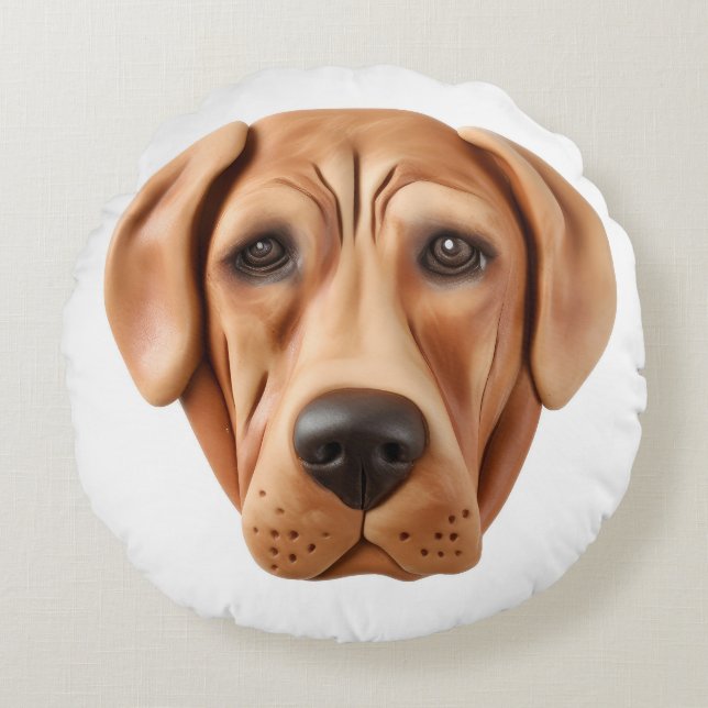 Rhodesian Ridgeback Hund 3D Inspirerad Rund Kudde (Framsidan)