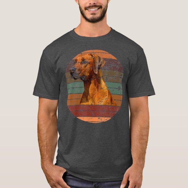 Rhodesian Ridgeback Hund Gift Retro Sunset T Shirt (Framsida)