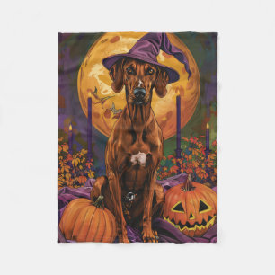 Rhodesian Ridgeback Hund Halloween Häxa Pumpa Fleecefilt