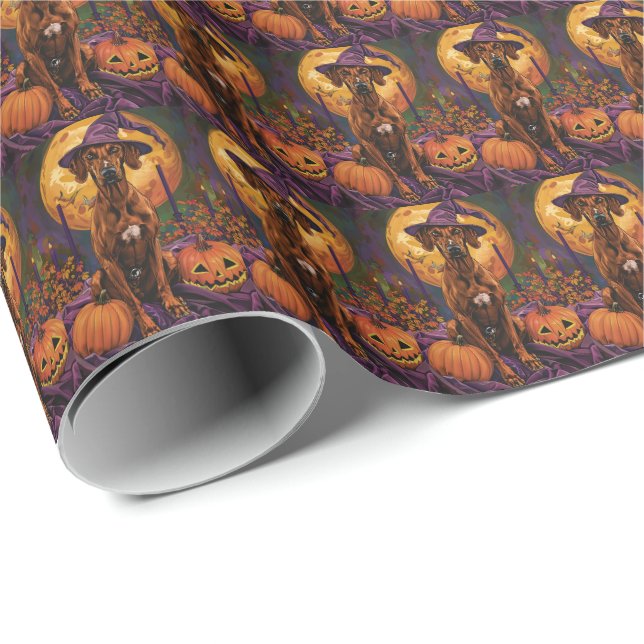 Rhodesian Ridgeback Hund Halloween Witch Pumpkin Presentpapper (Rullad Hörn)