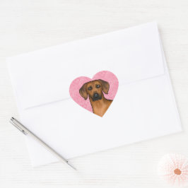 Rhodesian Ridgeback Hund Head på Rosa Kärlek Heart Hjärtformat Klistermärke