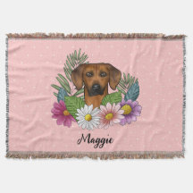 Rhodesian Ridgeback Hund Head Sommar Blommigt Rosa