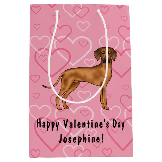 Rhodesian Ridgeback Hund Heart Mönster Rosa (Framsidan)