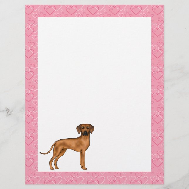 Rhodesian Ridgeback Hund Heart Mönster Rosa Brevhuvud (Framsida)