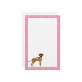 Rhodesian Ridgeback Hund Heart Mönster Rosa Brevpapper