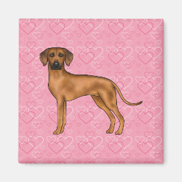 Rhodesian Ridgeback Hund Heart Mönster Rosa Magnet