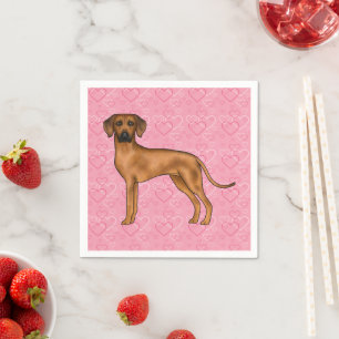 Rhodesian Ridgeback Hund Heart Mönster Rosa Pappersservett