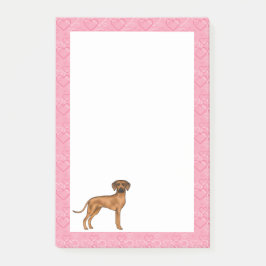 Rhodesian Ridgeback Hund Heart Mönster Rosa Post-it Block