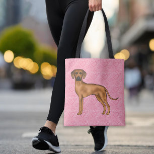 Rhodesian Ridgeback Hund Heart Mönster Rosa Tygkasse