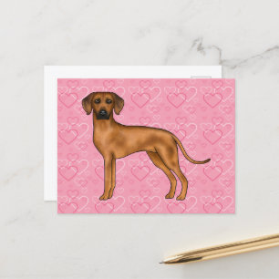 Rhodesian Ridgeback Hund Heart Mönster Rosa Vykort