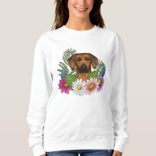 Rhodesian Ridgeback Hund Huvud Färgglomma Vildblom T Shirt