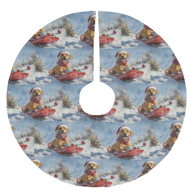 Rhodesian Ridgeback Hund i Släd Jul Julgransmatta Borstad Polyester (Framsidan)