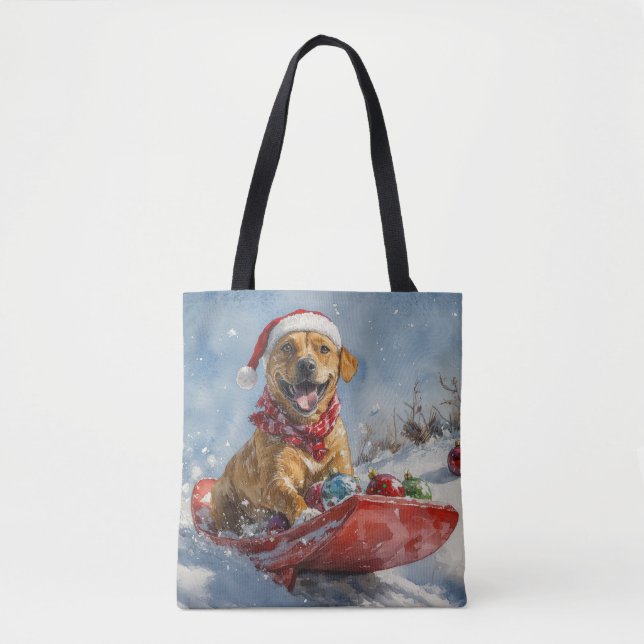 Rhodesian Ridgeback Hund i Släde Jul Tygkasse (Framsida)