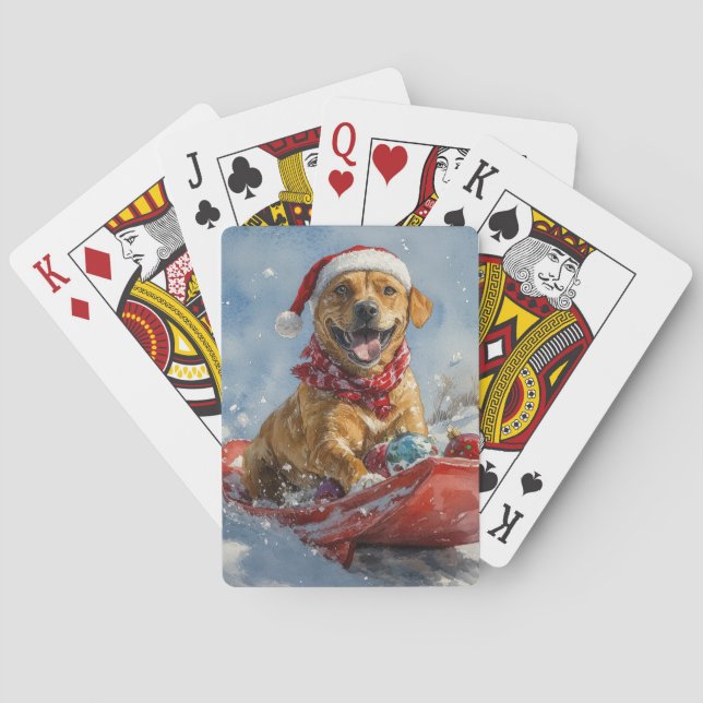 Rhodesian Ridgeback Hund i Slädj Jul Casinokort (Baksidan)