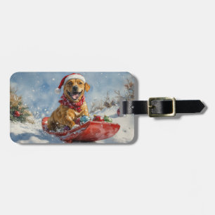 Rhodesian Ridgeback Hund i Sledge-julen Bagagebricka