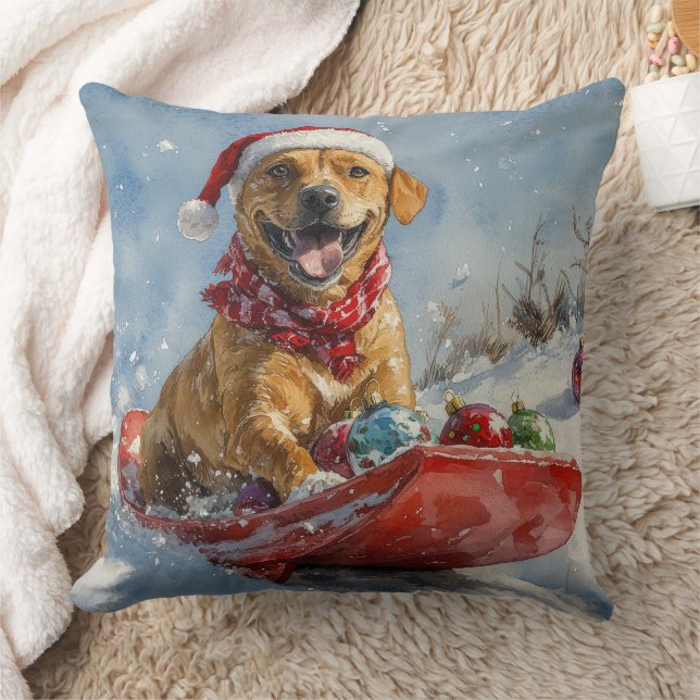 Rhodesian Ridgeback Hund i Sledge-julen Kudde (Filt)