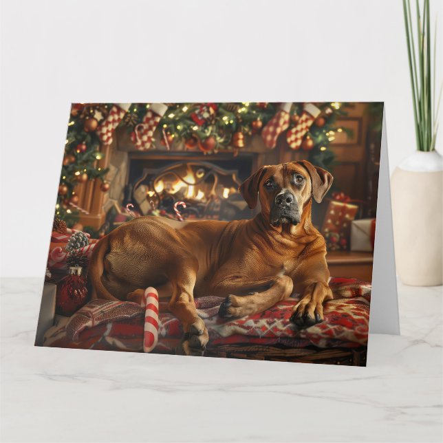 Rhodesian Ridgeback-Hund Jul Festive Kort (Framsida)