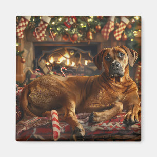 Rhodesian Ridgeback-Hund Jul Festive Magnet