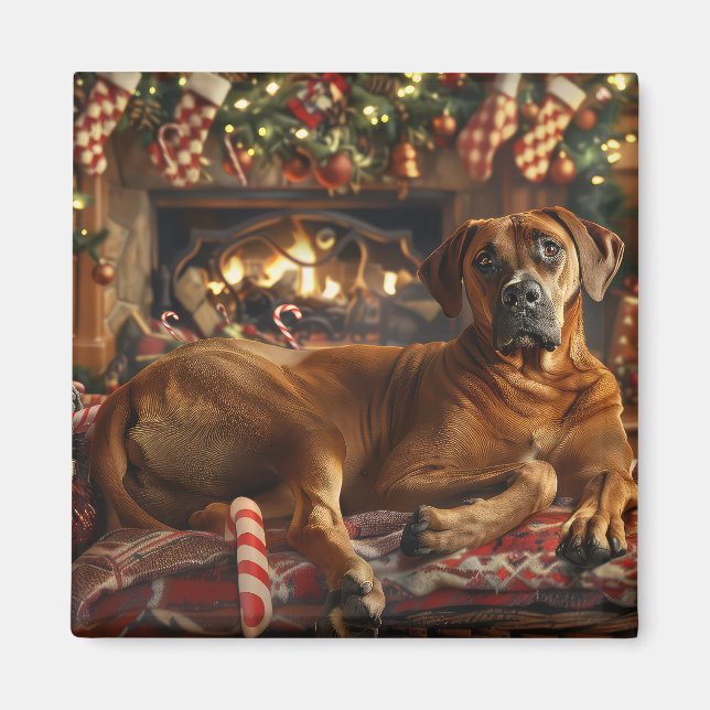Rhodesian Ridgeback-Hund Jul Festive Magnet (Framsidan)