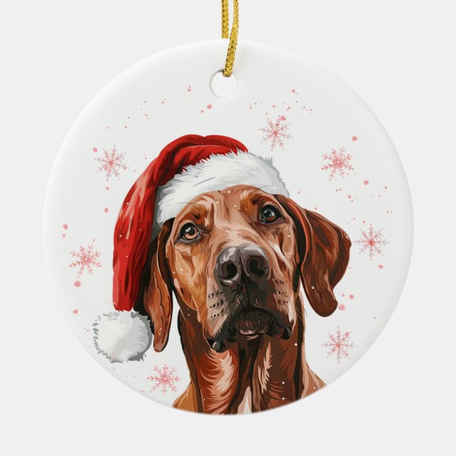 Rhodesian Ridgeback Hund Jul Personlig Julgransprydnad Keramik (Framsidan)