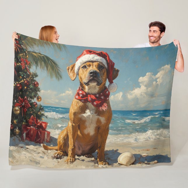 Rhodesian Ridgeback Hund Jul Vintage Strand Fleecefilt (På plats)