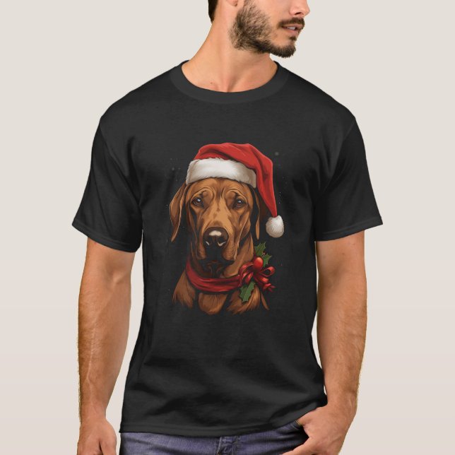 Rhodesian Ridgeback hund julpromenadmästare i hund T Shirt (Framsida)