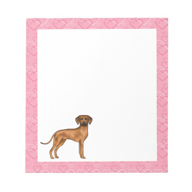 Rhodesian Ridgeback Hund Kärlek Hjärtmönster Rosa Anteckningsblock (Framsida)