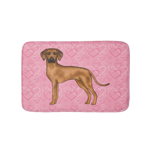 Rhodesian Ridgeback Hund Kärlek Hjärtmönster Rosa Badrumsmatta (Framsidan)