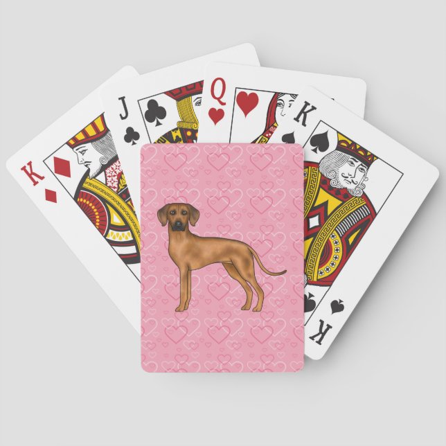 Rhodesian Ridgeback Hund Kärlek Hjärtmönster Rosa Casinokort (Baksidan)