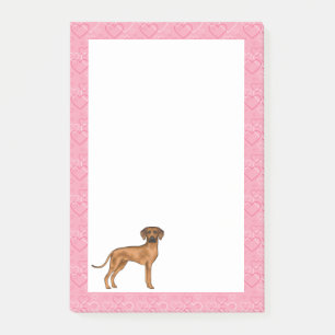 Rhodesian Ridgeback Hund Kärlek Hjärtmönster Rosa Post-it Block