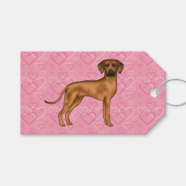 Rhodesian Ridgeback Hund Kärlek Hjärtmönster Rosa Presentetikett
