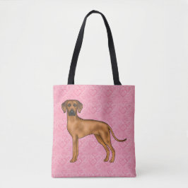Rhodesian Ridgeback Hund Kärlek Hjärtmönster Rosa Tygkasse