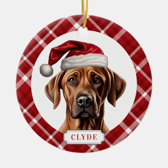 Rhodesian Ridgeback Hund Keramisk Cirkulär Ornamen Julgransprydnad Keramik (Framsidan)