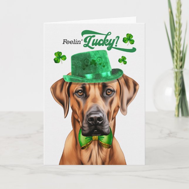 Rhodesian Ridgeback Hund Lucky St Patrick's Day Helgkort (Framsida)