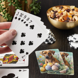 Rhodesian Ridgeback Hund med påskägg Semester Casinokort