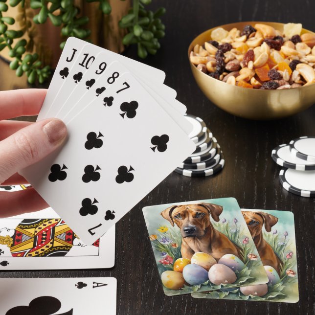 Rhodesian Ridgeback Hund med påskägg Semester Casinokort (På plats)