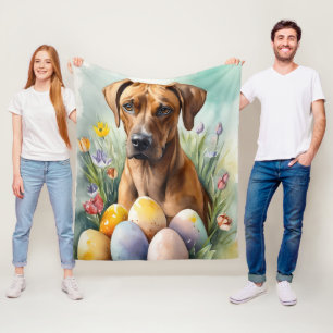 Rhodesian Ridgeback Hund med påskägg Semester Fleecefilt