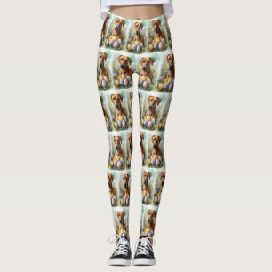 Rhodesian Ridgeback Hund med påskägg Semester Leggings
