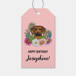 Rhodesian Ridgeback Hund Och Blommor Födelsedag Ro Presentetikett