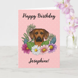 Rhodesian Ridgeback Hund Och Blommor Grattis På Fö Kort