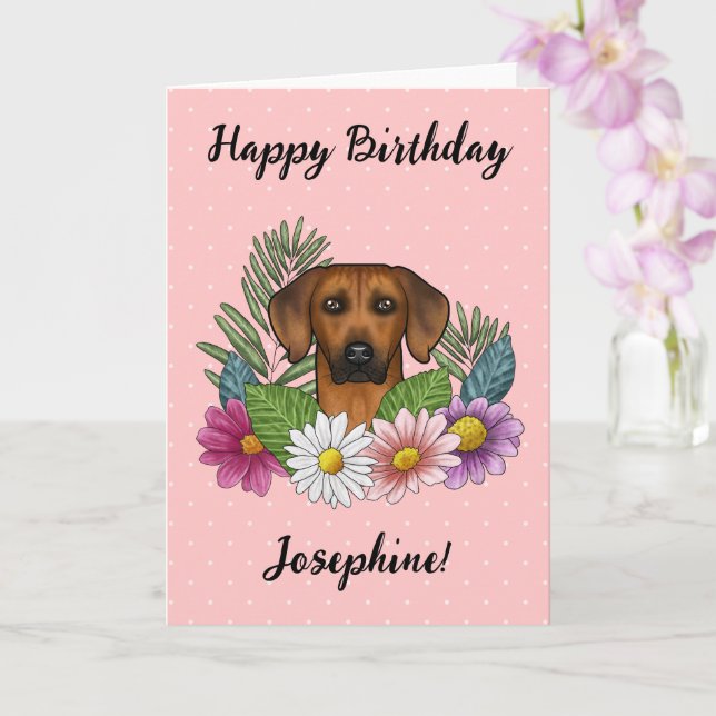 Rhodesian Ridgeback Hund Och Blommor Grattis På Fö Kort (Orkide)