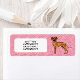 Rhodesian Ridgeback Hund På Rosa Hjärtan Med Text Returadress Etikett